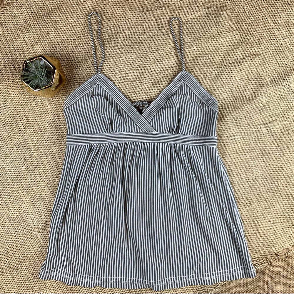 American Eagle Tank Top Medium Green White Stripe